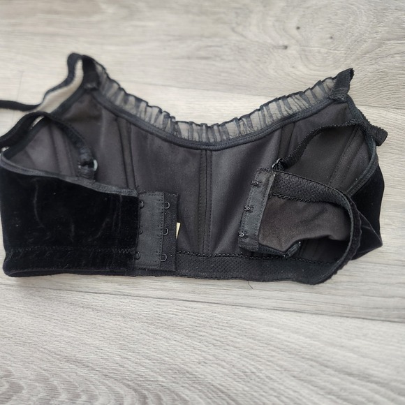 Vintage Victoria Secret Black Velvet Bra Y2K Mini Bustier Corset Dream Angel - Picture 7 of 15